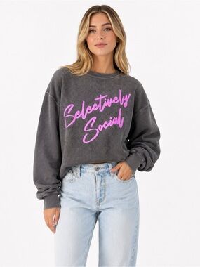 Lulusimon Studio Selectively Social Corded Oversized Boyfriend Sweatshirt L